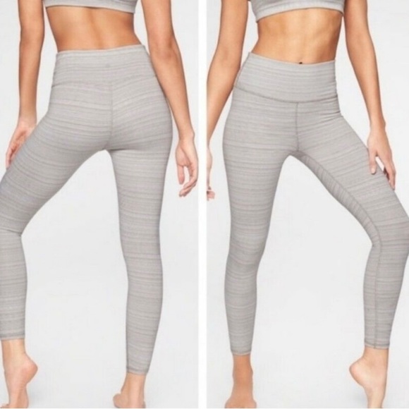 Athleta Pants - Athleta Light Gray High Rise Full Length Jacquard Chaturanga Leggings